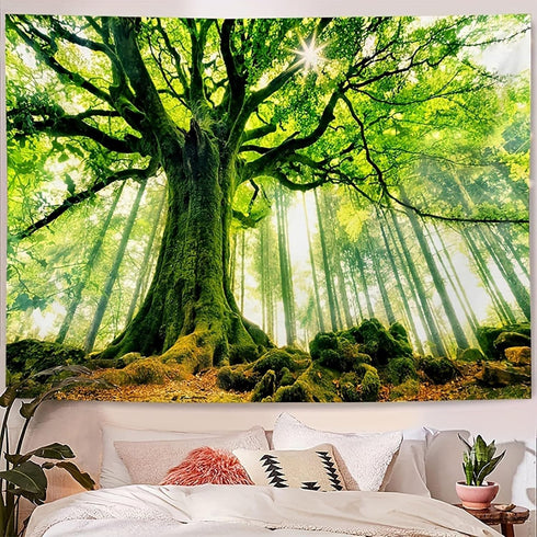 ENJOHOS Green Nature Tree Tapestry Home Decor Extra Large Wall Hanging Tapestry Enchanted Forest Backdrop for Bedroom Living Room Indoor Outdoor D...