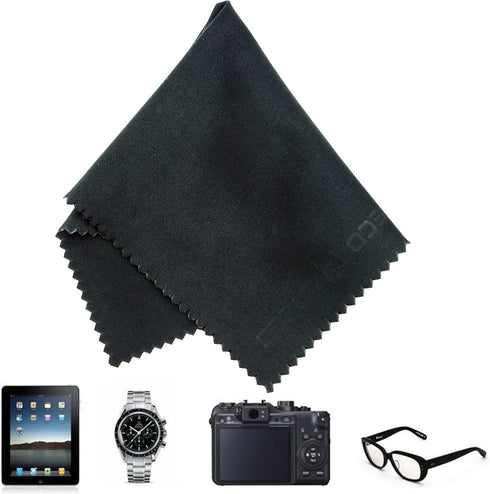 Eco-Fused Blue/Black Microfiber Cloth - 6x7 Inch - 12 Pack - Glasses & Lens Cleaning...