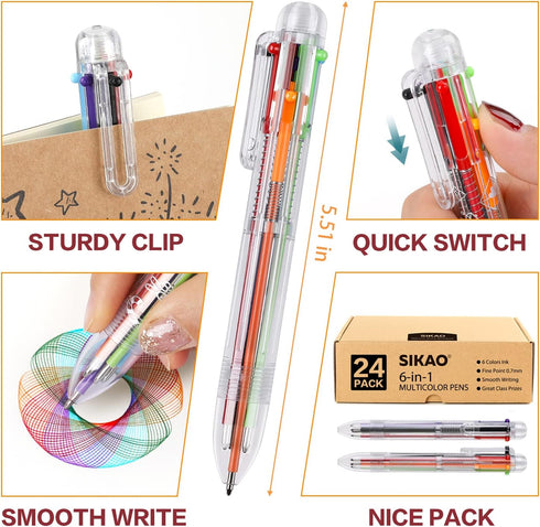24 Pack Multicolor Pens, Classroom Prizes, Goodie Bag Stuffers for Kids Grils, Valentines Day Cool Gifts...