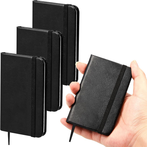 4 Pcs Hardcover Leather Pocket Notebook 4 x 2.5 Inch Small Notebook 50 Sheets Hardcover Mini Notepad Tiny Lined Journal Notebook for Office Home S...