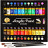 24-Color Acrylic Paint Set (12 ml) With 3 Brushes - For Canvas, Paper, Wood, Rock, Ceramic & Fabric...