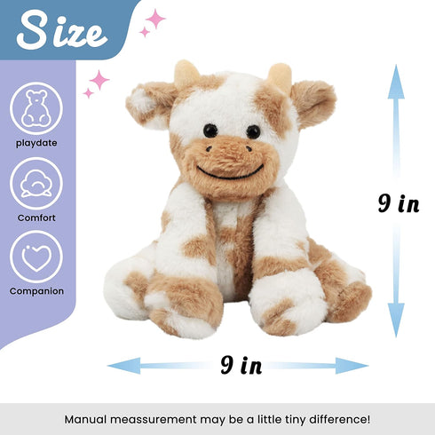 Hopearl Adorable Plush Cow Toy Floppy Dairy Cattle Soft Stuffed Animal Cute Birthday for Boys Girls Kids Toddlers, Light Brown, 9''...