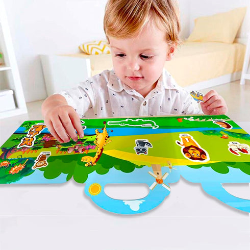 Reusable Sticker Book for Kids, Animal Stickers Educational Learning Toys Travel Stickers Activity Books for Toddler Girls Boys Age 3+ Birthday Gi...