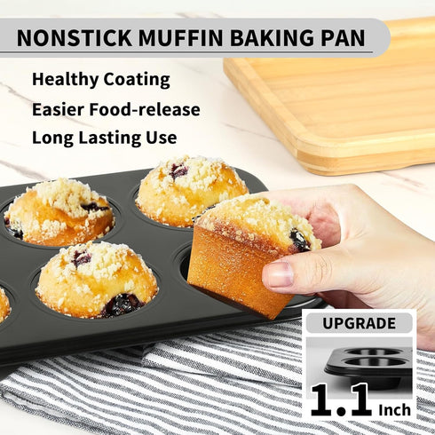 Muffin Baking Pan, Nonstick Premium Carbon Steel Muffin Pan for Baking, Cupcake Tin Cheesecake Pans...