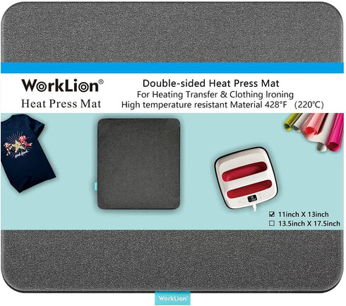 WORKLION Heat Press Mat 11"x13": Double-Sided Fireproof Materials Protective Resistant Mat for Cricut Easypress/Easypress 2 & HTV Craft Vinyl Iron...