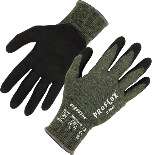 Ergodyne ProFlex 7042 Cut Resistant Work Gloves, ANSI A4, Contact Heat Resistant, Sandy Nitrile Coated Palms, 18g Aramid, Green, Large US...