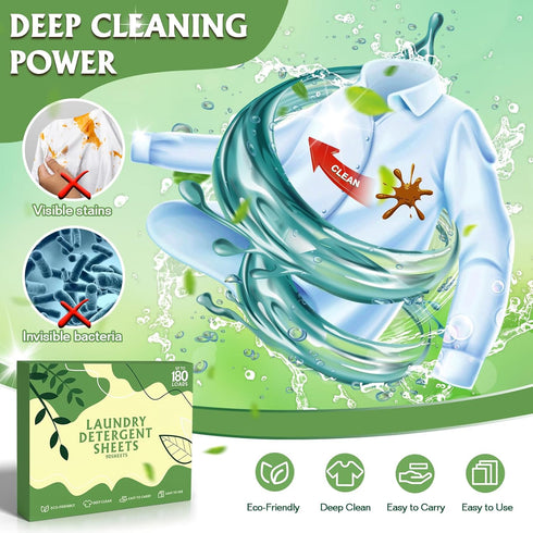 Laundry Detergent Sheets,90 Sheets (up to 180 loads) Eco Friendly Laundry Soap Sheets,Travel Laundry Detergent, No Plastic Jug,New Liquid-Less Tec...
