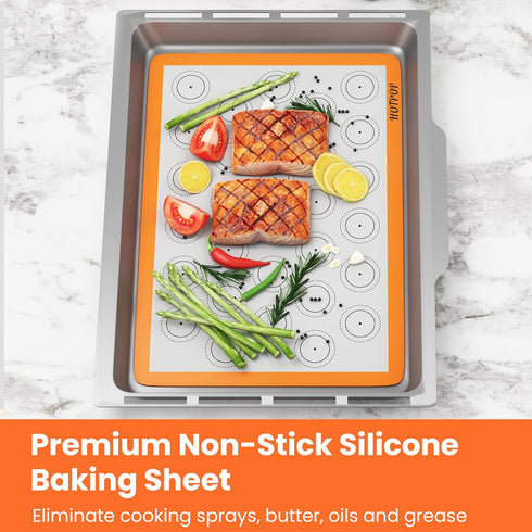 HOTPOP Silicone Baking Mats 0.75mm - Non-Stick Silicone Sheets for Bake Pans and Rolling with Outlines for Pastries - Silicone Baking Sheet - Maca...