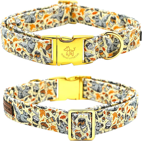 Elegant little tail Halloween Dog Collar, Fall Dog Collar Squirrels Holiday Pet Dog Collar Dog Bow Collar Pet Durable Adjustable Girl Boy Dog Coll...