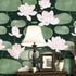 Yasinet Peel and Stick Wallpaper Floral Wallpaper Vintage Dark Green Lotus Flower Contact Paper Removable Self Adhesive Wallpaper for Wall Living ...