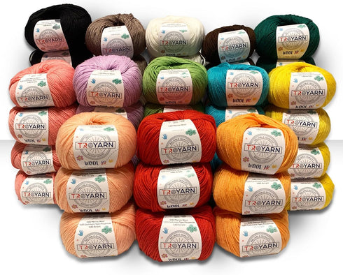 Wool Jr (2- Skeins Pack) 40% Merino Wool%20 Cashmere%40 AcrylicThread Weight #1 Soft Knitting and Crochet Yarn for Crocheting and Knitting (2 x1.7...