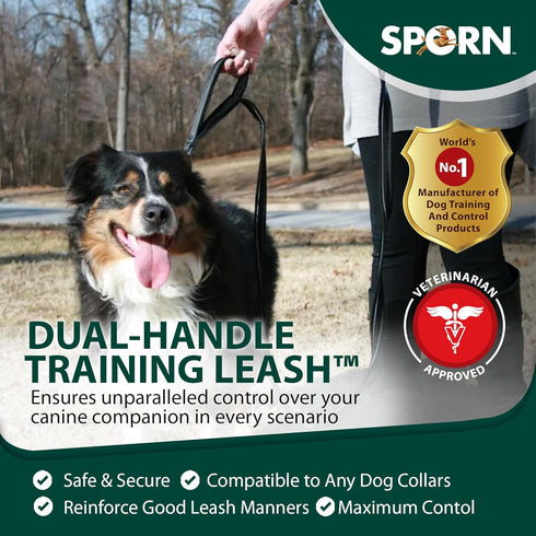 Sporn Dual Handle Padded Dog Training Leash, 6ft Long Dog Leash Heavy Duty for Maximum Control, 360-Degree Swivel with Reflective Strap for High V...