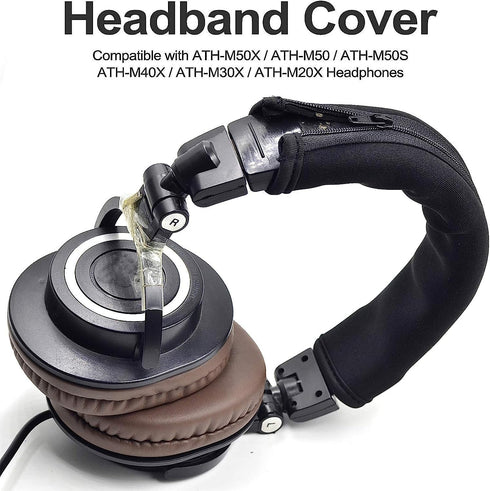 ATH M50X Headband Cover Replacement Headband Protector Compatible with Audio Technica M30 M40 M50 M50X M50S M40X M20X M30X Headphones (Black + No ...