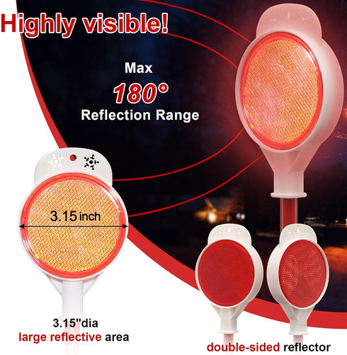 Reflective Driveway Markers - 50”High Visiblility Driveway Reflectors Double Sided with Red & White Extra Thick Stainless Steel Pole - Rustproof f...
