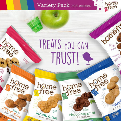 Homefree Mini Cookies Variety Pack, Gluten Free, Nut Free, Vegan, Cookie Snack Packs, School Safe and Allergy Friendly Snack (Pack of 10)...