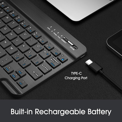 Fintie 7-Inch Ultrathin (4mm) Wireless Bluetooth Keyboard for iPad Samsung Tablet, iPhone Smartphone, iOS, Android Tablets Phone...
