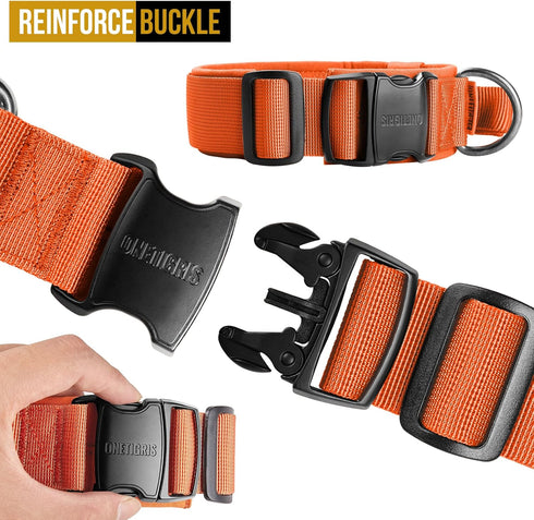 Tough Dog Collars, Tactical Dog Collar with Handle, Milltary Adjustable Dog Collar with Heavy Duty Metal Buckle for Training (Medium(Pack of 1), O...