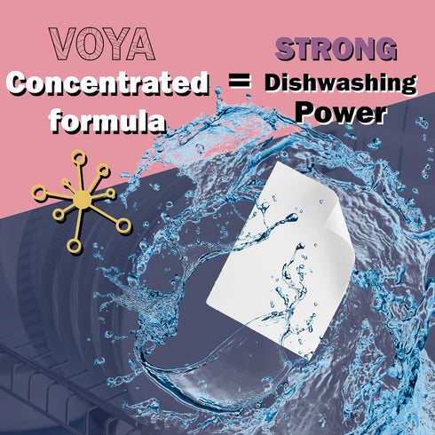 VOYA Dishwasher Detergent 30 sheets unscented liquidless dishwashing dish soap pods rinse aid washer tablets tabs natural cleaning kitchen powder ...