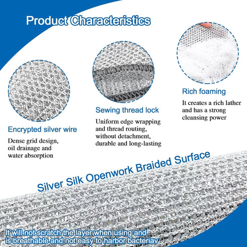Multipurpose Wire Miracle Cleaning Cloths, Wire Dishwashing Rag, for Wet and Dry, Wire Cleaning Cloth, for Kitchen, Dishes, Sinks, Pots (6PCS - Si...