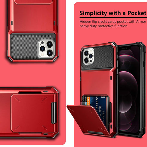 Vofolen Compatible with iPhone 12 Pro Max Case 5G Wallet 4-Card ID Slot Credit Card Holder Flip Hidden Pocket Dual Layer Hybrid TPU Bumper Armor P...