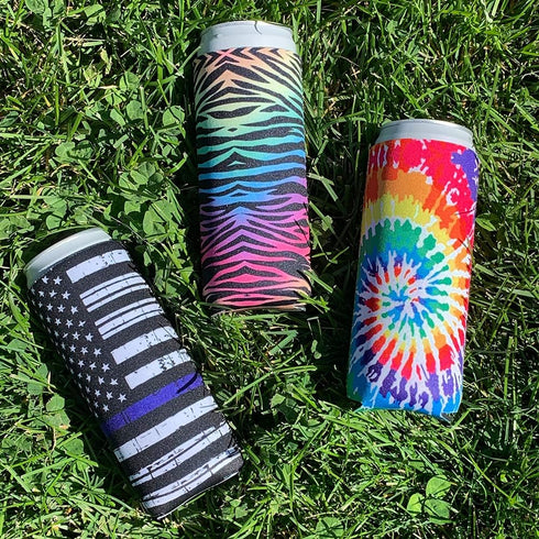 Slim Can Coolers - Neoprene Insulated Slim Can Cooler for Tall Skinny 12oz Cans Like White Claw, Truly, Hard Seltzers and Red Bull - 3 Pack...