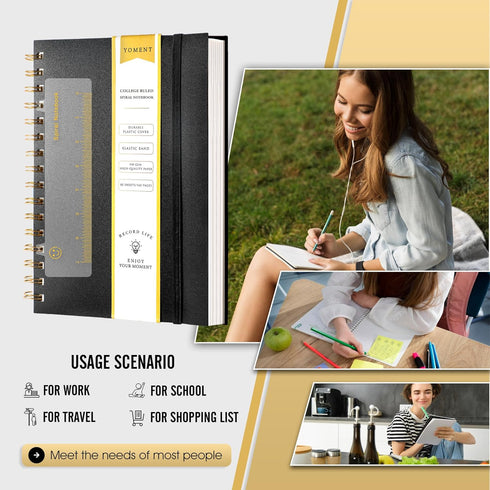 Yoment Spiral Notebook College Ruled A5 Spiral Bound Journal 160 Pages Thick Paper Plastic Hardcover Spiral Notebook 5x7 Wire Bound Notebooks for ...