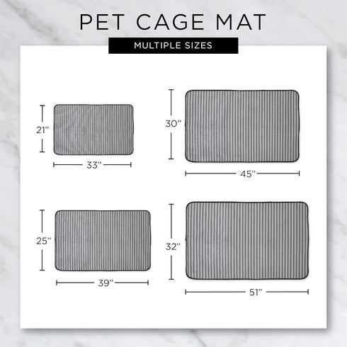 Bone Dry Striped Pet Cage Mat, X-Large - 25 x 39, Gray...