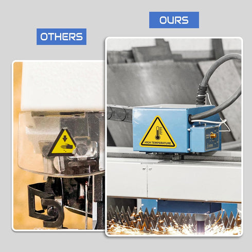 8 IN High Temperature Sign Production equipment Safety Sticker,Yellow Triangle Safety Warning Sign Label Sticker Back Self Adhesive Vinyl Decal, W...