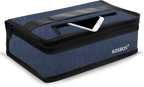 Aosbos Small Lunch Bag, Blue, Unisex, Portable Mini Cooler, Insulated Thermal Bag for Men and Women...