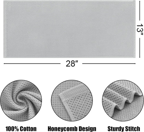 Kitinjoy 100% Cotton Waffle Weave Kitchen Dish Towels, 4-Pack Super Soft and Absorbent Kitchen Towels, 13 in x 28 in, Light Grey...