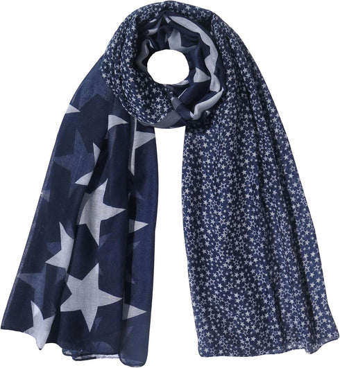 Lina & Lily Star Print Women's Scarf Shawl Wrap Lightweight Spring Fall Winter...