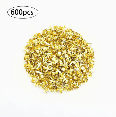 600pcs Metal Brads Paper Fasteners Round Brass Fasteners Split Pins for Kids Crafts School Projects, Scrapbooking, Office, DIY Supplies 0.47x0.3in...