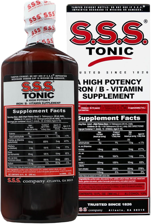 S.S.S. Tonic, Iron and Vitamin B Supplement, High Potency Vitamins, Bottle,10 Fl Oz (Pack of 1)...