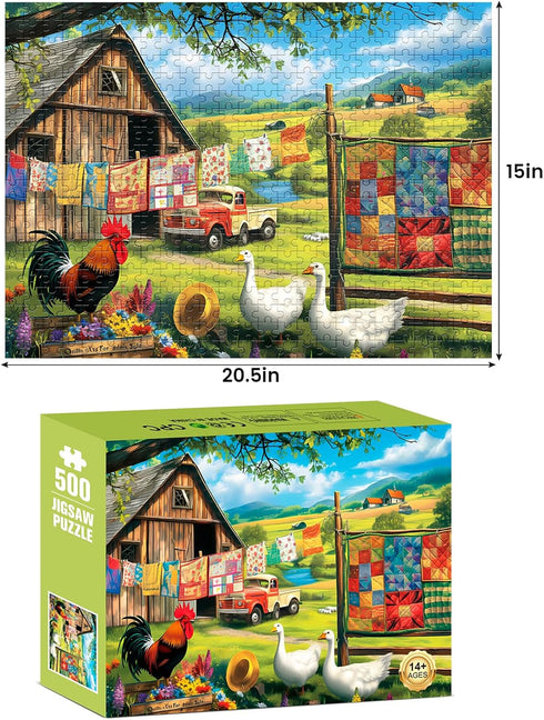 500 Pieces Puzzles for Adult Jigsaw Puzzle 500 Piece Puzzle Children Elderly Puzzle Chicken Duck Farm Puzzle Gift for Mom Dad Family Friend Family...