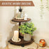 Tikea Decorative Wood Riser for Display, 2-Tier Rustic Corner Shelf for Kitchen Bathroom Counter Decor, Pedestal Stand for Soap Dispenser, Candle ...