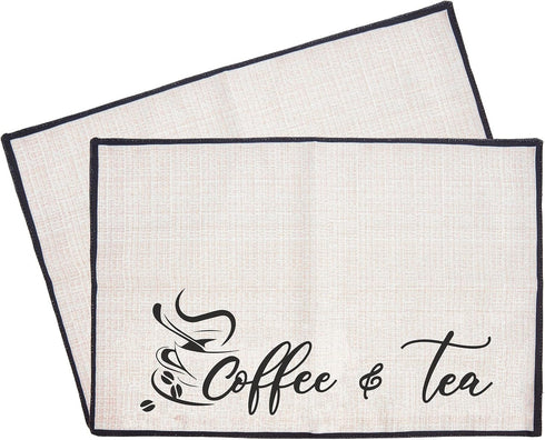 CRASPIRE Coffee Bar Mat 2pcs Coffee Maker Mat for Coffee Machine, 20”X 14” Burlap Placemat with Fabric Backing Coffee Mat Coffee Bar Accessories f...