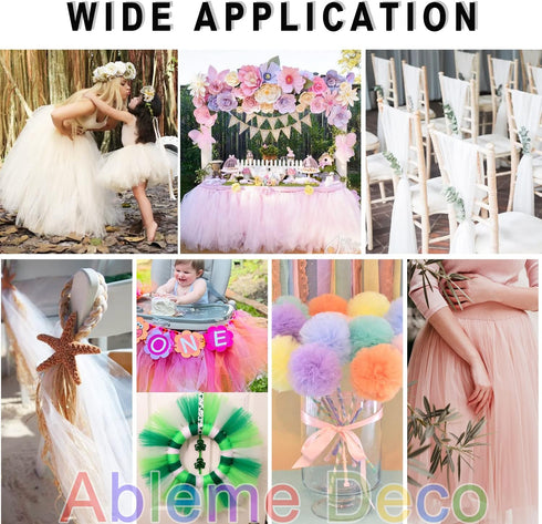 Tulle Fabric Rolls 6 Inch by 200 Yards (600 FT) Ribbon Netting Spool for Tutu Skirt Wedding Baby Shower Birthday Party Decoration Gift Wrapping DI...