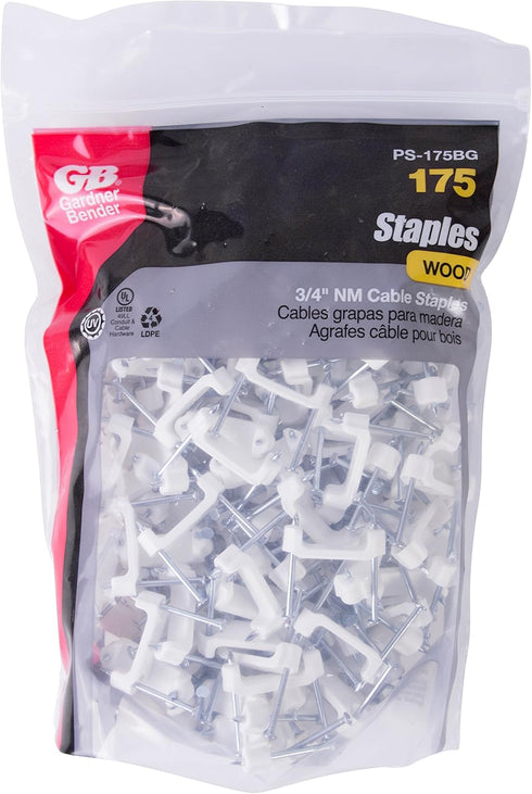 Gardner Bender PS-175BG Plastic Electrical Cable Staples, ¾ inch, Secures Romex, UF and NM, 175 pk, White...
