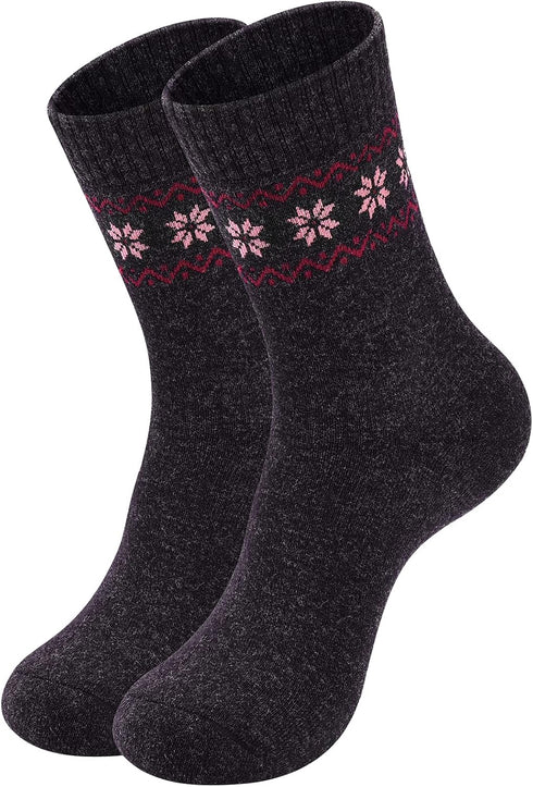 Pack of 4 Womens Merino Wool Socks Winter Hiking Socks Knit Outdoor Recreation Socks Warm Soft and Comfortable Size 5 to 9...