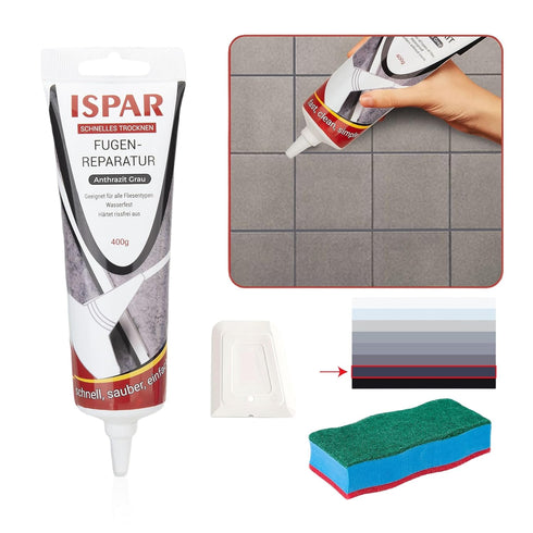 Tile Grout Repair Kit (14 oz/ 400g) for Wall and Floors Tile Joints with Spatula and Sponge, Repair Mortar, Fill and Reviver The Joints, Quick-Dry...