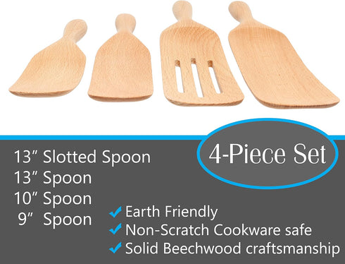 Spatula Spurtle Kitchen Tools As Seen On TV, 5Pcs Wooden Spurtle/Spatula Set, Premium Beechwood Wooden Spoons Non-Coated, Cooking Utensil for Nons...