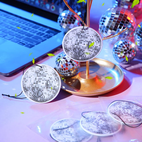 12 Pieces Disco Ball Hanging Car Air Fresheners Scented Hanging Car Odor Eliminator Automotive Freshener for Car Rearview Mirror Disco Ball Orname...