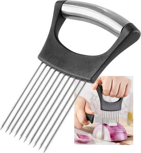Onion Slicer, Mumulo Stainless Steel Onion Cutter for Slicing and Storage Onions, Tomato, Eggs and Vegetables, Protective Cover Included, Dishwash...