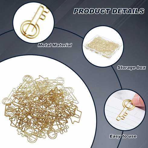 102 Pack Clips Office Supplies 50 Pcs House Shaped Paper Clips 50 Pcs Key Shaped Wire Paper Clip with 2 Pcs Clear Storage Box for Agent Office Hom...