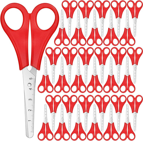 50 Pieces Kids Scissors Bulk, 5 Inch Blunt Tip Scissors Stainless Steel Safety Scissors with Comfort Grip Handles for Kindergarten Primary School ...