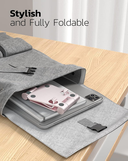 Nulaxy Dual Folding Cell Phone Stand, Fully Adjustable Foldable Desktop Phone Holder Cradle Dock Compatible with Phone 15 14 13 12 11 Pro Xs Xs Ma...