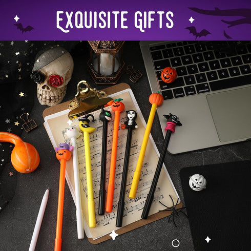 SANNIX 50 Pieces Halloween Pens, Fun Cartoon Gel Ink RollerBall Pens for Kids Gift School Class Birthday Party Supplies Halloween Party Favors Pum...