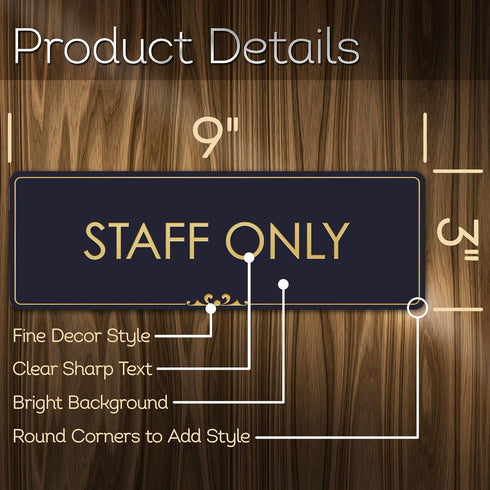 Staff Only Sign, Black/Gold, Engraved, 3" x 9", Fade Resistance, Indoor/Outdoor Use, USA MADE By My Sign Center...