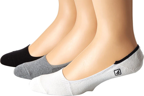 Sperry Top-Sider Men's Skimmers Solid 3 Pair Pack Liner Socks, Charcoal Heather/Black, 10-13 (Shoe Size 6-12)...