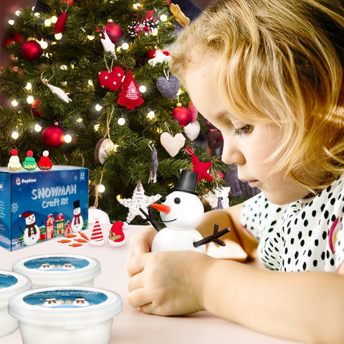 Hophine 12Pack Build a Snowman Kit, Molding Clay Snowman Kit, Christmas DIY Crafts for Kids, Perfect for Winter Holiday Parties, Christmas Stockin...